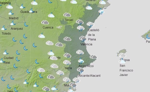 Mapa previsto para el miércoles.