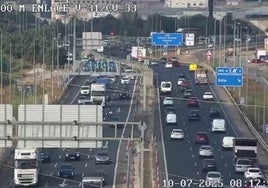 Kilómetro 6,8 de la V-31 sentido creciente el jueves 10 de julio