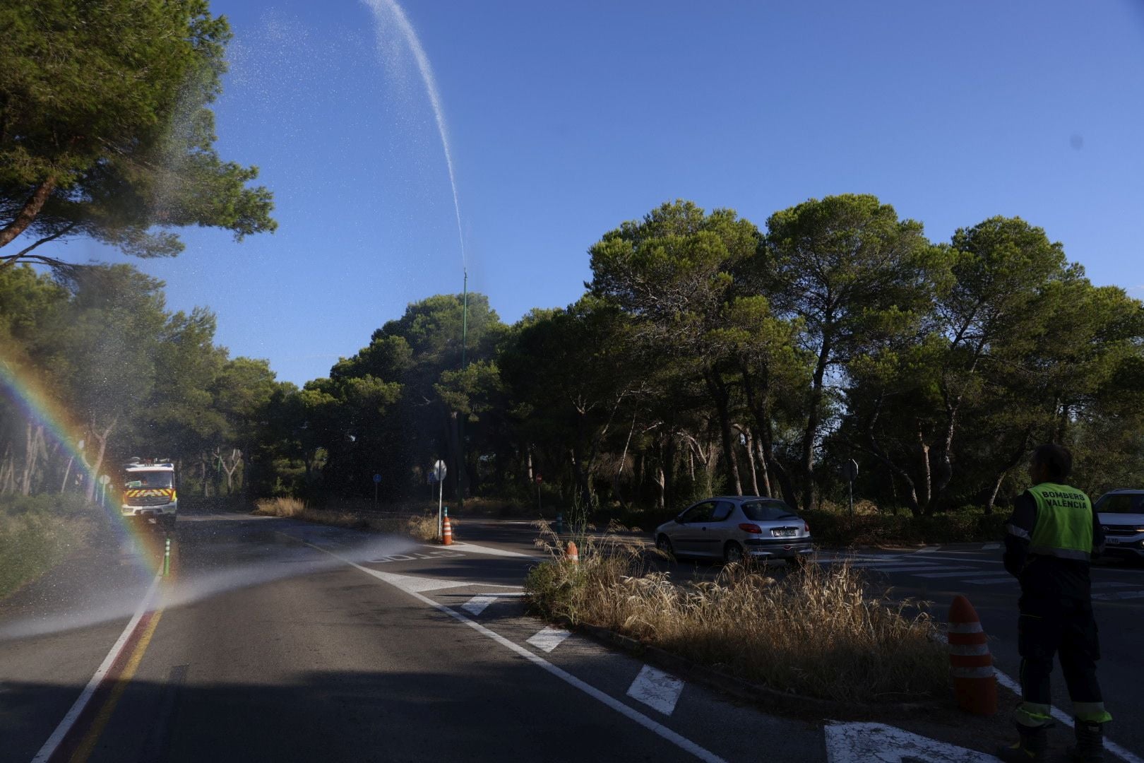 Los cañones del Saler 'riegan' el bosque ante el riesgo de incendio