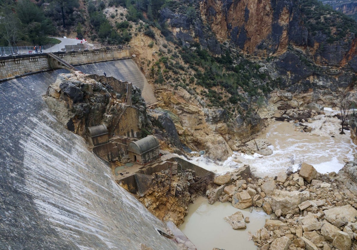 Estado de la presa de Buseo tras la dana.