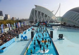 Llegada de meta del Maratón de Valencia.