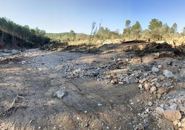 Un tramo del cauce arrasado por la dana.