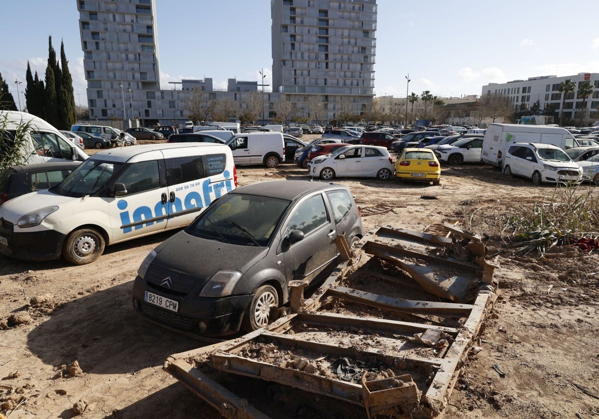 Coches arrastrados por la dana en La Torre.