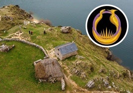 Lago del Valle, en el Parque Natural de Somiedo, epicentro del rodaje de 'Juegos del Hambre', con el símbolo en el círculo.