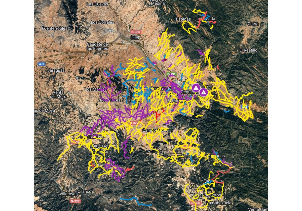 Mapas de caminos agrícolas de Requena.