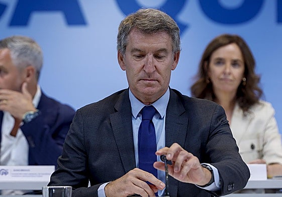 Feijóo, durante la reunión del Comité Ejecutivo Nacional del PP de este lunes.