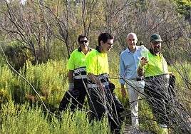 El concejal de Devesa-Albufera, José Gozálbez, supervisa la retirada de residuos en el parque natural de la Albufera.