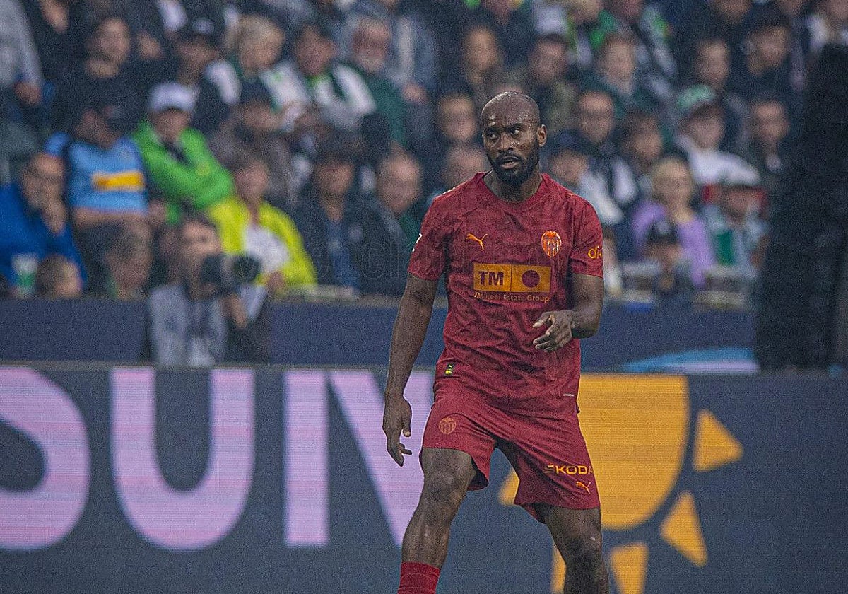 Foulquier, durante el partido del Valencia.