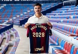 Paco Cortés posa con la camiseta de renovación.