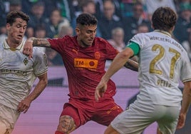 Dani Raba, en el partido en Alemania.