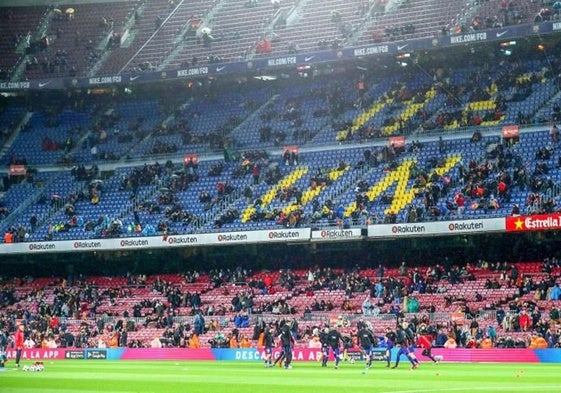 Calentamiento del Barcelona-Valencia de 2018