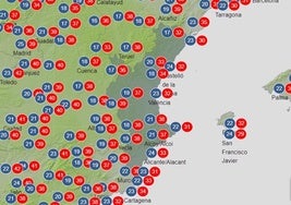 Mapa de temperaturas previstas el jueves 7 de agosto.