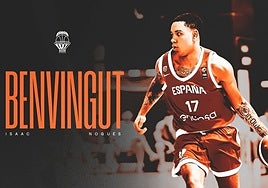 Cartel de bienvenida de Isaac Nogués como fichaje valencianista.