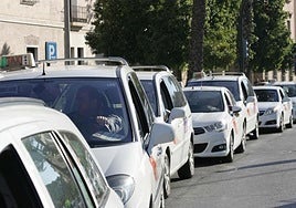 Protestas de los asalariados del taxi, en una imagen de archivo.