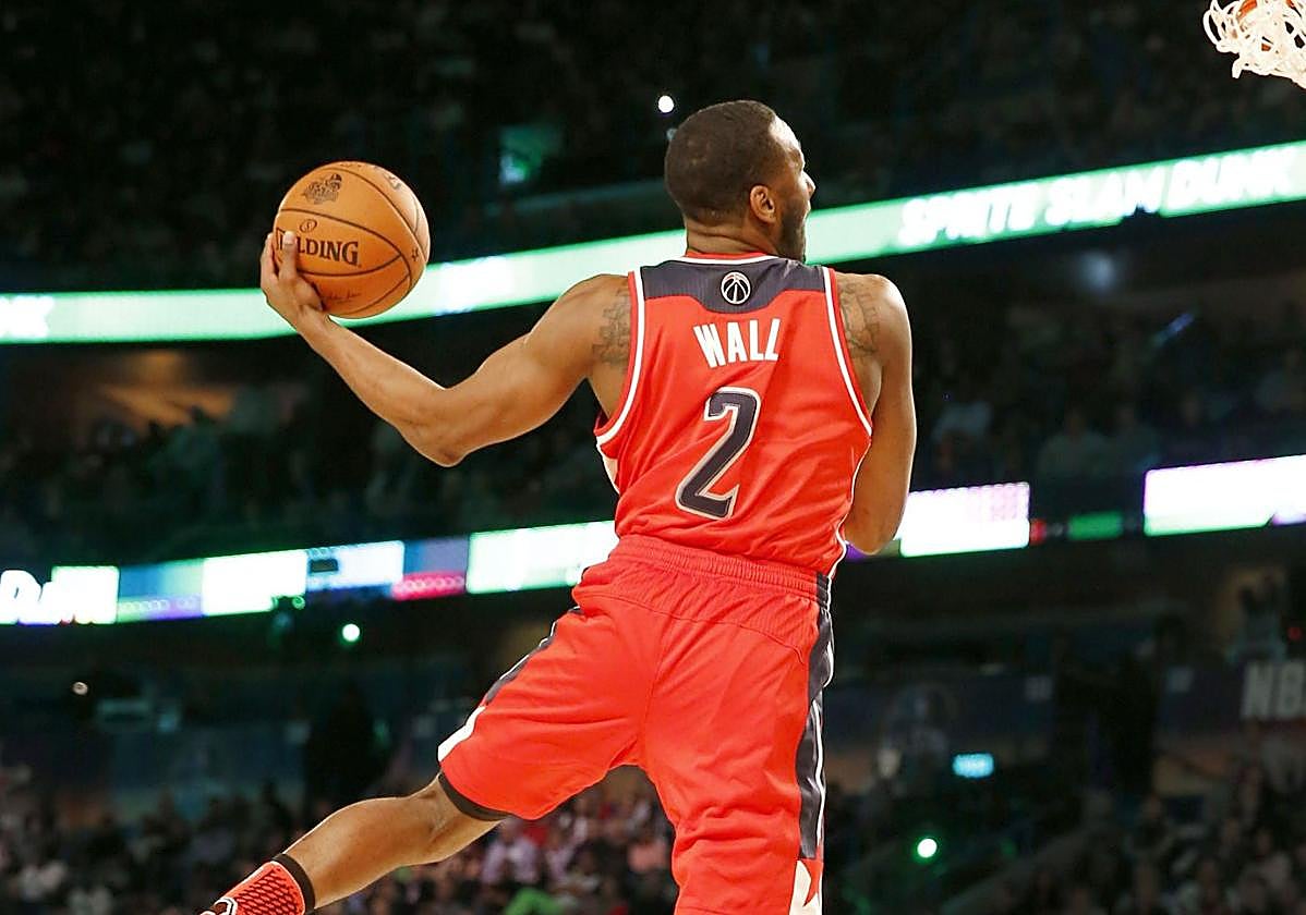 John Wall en el concurso de mates del All-Star Weekend.