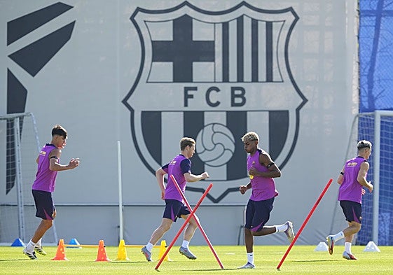 Lamine Yamal, en el entrenamiento de este viernes.