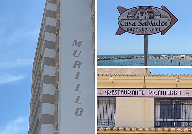 Letreros de partamentos y resturantes en Cullera.