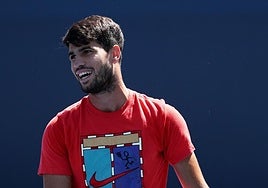 Alcaraz, en uno de sus entrenamientos en el US Open.