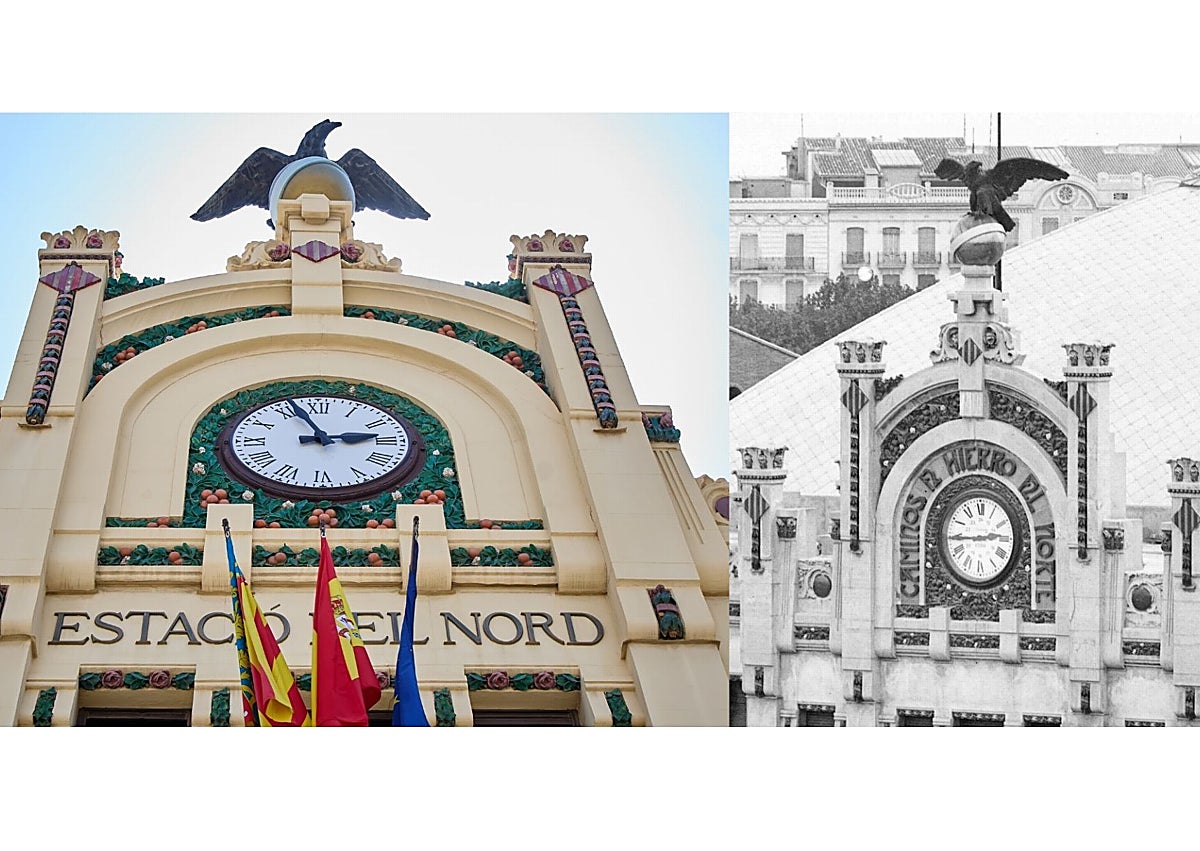 Imagen secundaria 1 - Pasado y presente de la Estación del Norte de Valencia.