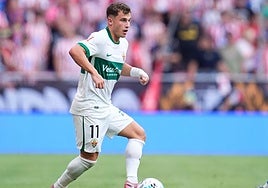 Germán Valera, durante un partido con el Elche.