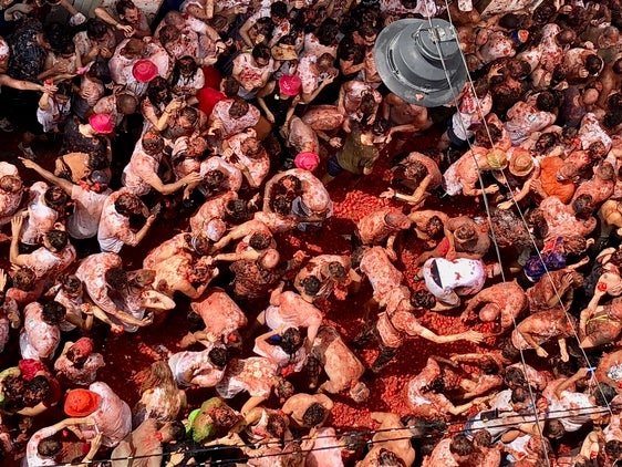 Un momento de la Tomatina de este año.