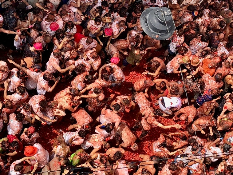 Un momento de la Tomatina de este año.