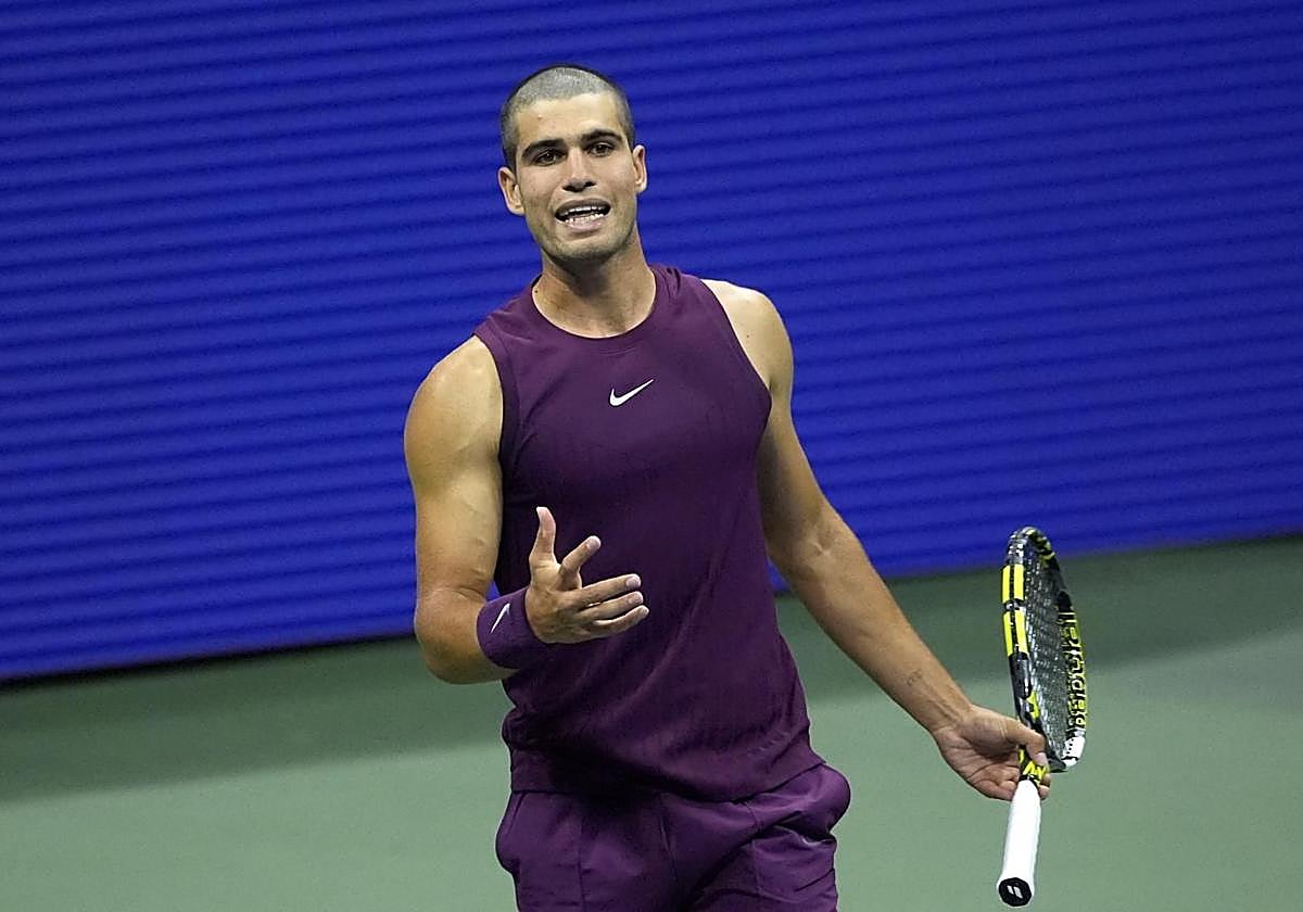 Alcaraz, en su partido de primera ronda ante Opelka.