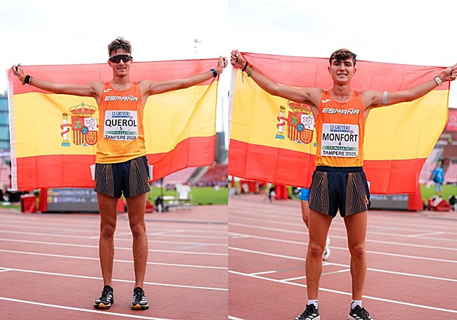Joan Querol junto a Daniel Monfort tras terminar el Campeonato de Europa.