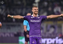 Lucas Beltrán, con la camiseta de la Fiorentina. ACF