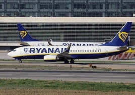Aviones de Ryanair, en el aeropuerto de Málaga.