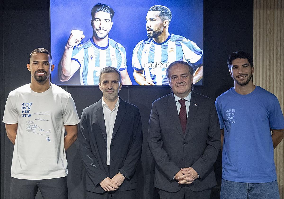 Jokin Aperribay, en la presentación de Yangel Herrera y Carlos Soler con la Real Sociedad.