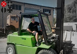Toño Núñez, tirando de maquinaria para movilizar los alimentos enviados desde Valencia.
