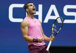 Alcaraz, en su partido ante Lehecka.