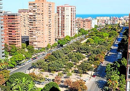 El barrio del Cabanyal, visto desde el aire.