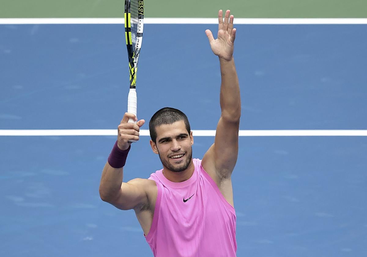 Alcaraz, tras su victoria contra Sinner este domingo.
