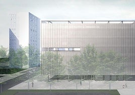 Recreación del edificio de bomberos.