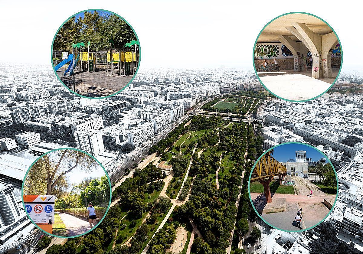 Parque infantil cerrado temporalmente en el Jardín del Turia.