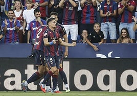 Iván Romero, tras hacer el 1-0 en favor del Levante.