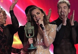 Melody tras proclamarse vencedora en febrero del Benidorm Fest 2025.