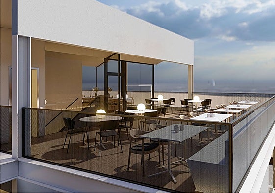 Recreación con el nuevo diseño de uno de los nuevos restaurantes de la playa de la Malvarrosa.
