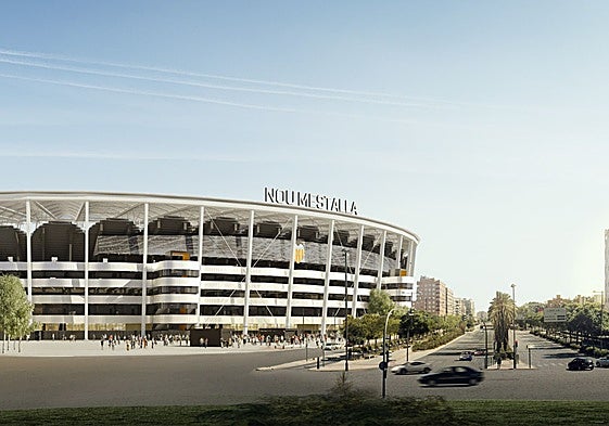 Vista virtual del exterior del Nou Mestalla.