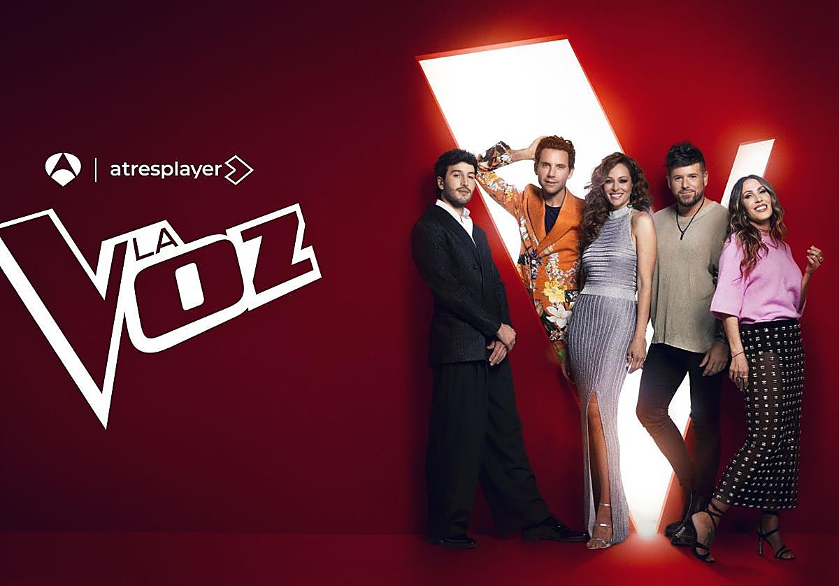 Eva González y los coaches de 'La Voz'.