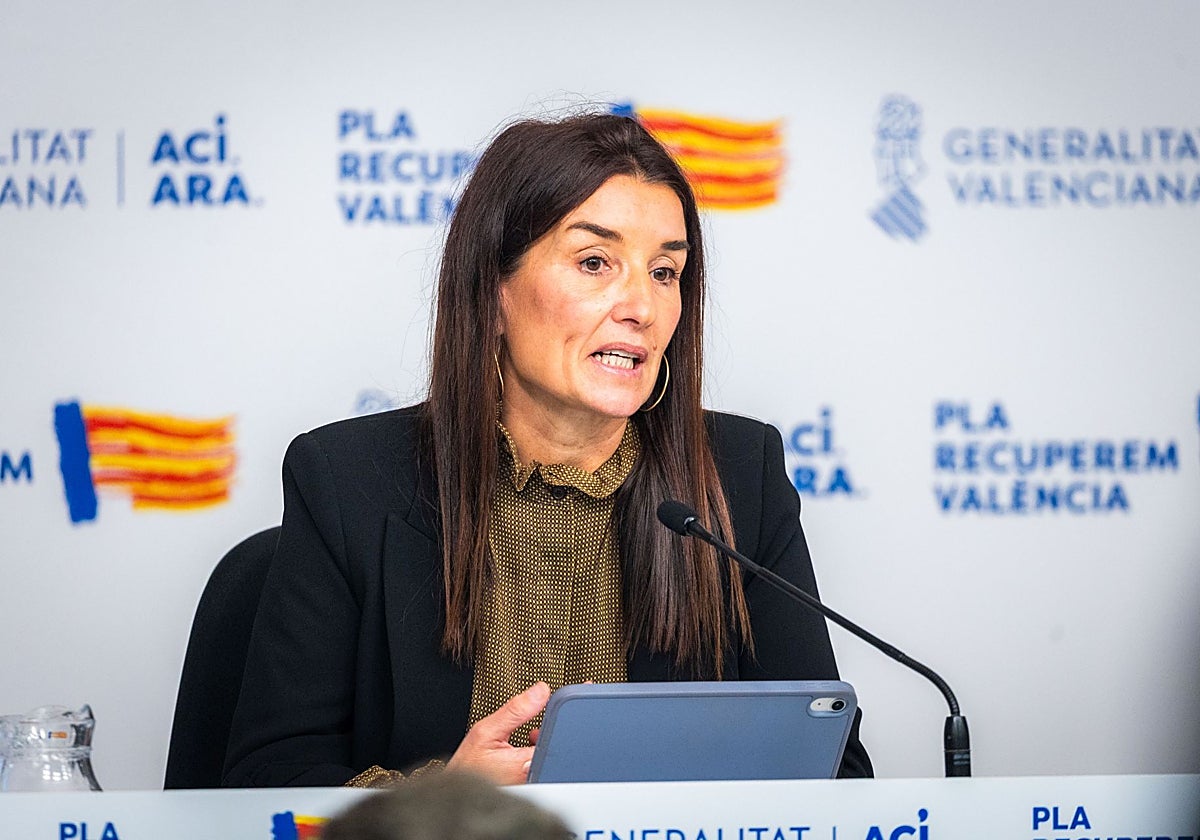 Ruth Merino, en una rueda de prensa del Consell.