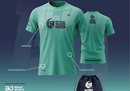 Camiseta y bolsa de la 15K Nocturna Valencia 2025.