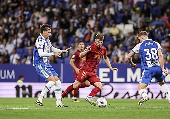 Lucas Beltrán durante el partido contra el RCD Espanyol.