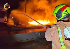 Un bombero trabaja en la extinción del siniestro.