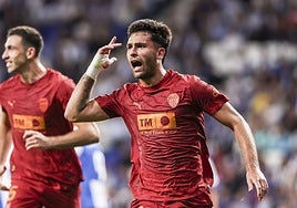 Hugo Duro celebra su gol ante el RCD Espanyol.