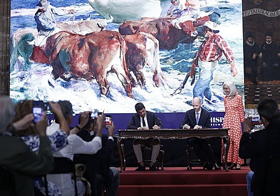 Firma del convenito entre la Generalitat y la Hispanic Society en el antiguo edificio de Correos.