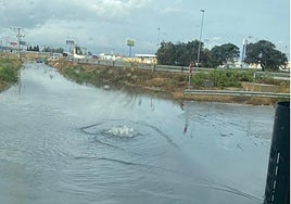 El colector oeste vertiendo a la Albufera en Alfafar.