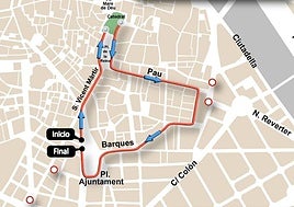 Recorrido de la Procesión Cívica del 9 d'Octubre.